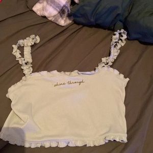 Green Frilly Cropped Tank